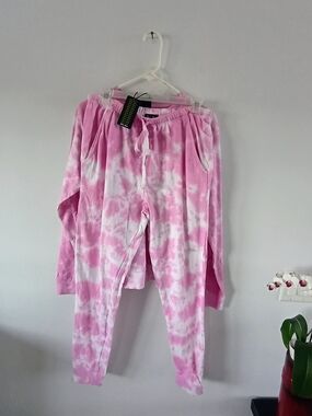 Just Love Pink Tie Dye Lounge Set Women’s Small Jogger Matching Cozy Outfit